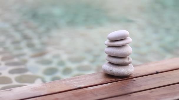 Colocar Las Piedras Torre Símbolo Pirámide Piedra Zen Zen Como — Vídeos de Stock