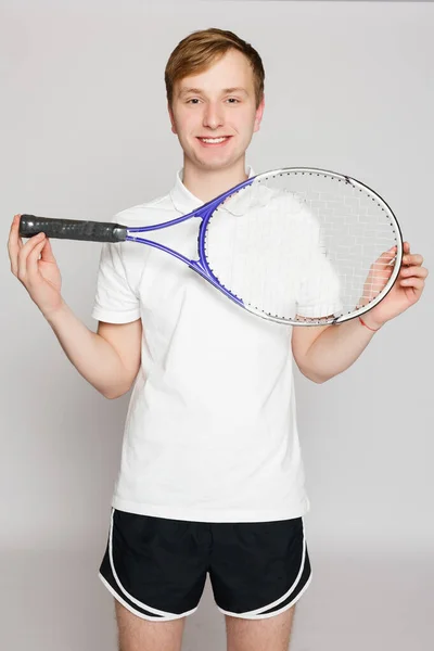 Sport Mode Vie Concept Personnes Jeune Homme Joueur Tennis Action — Photo