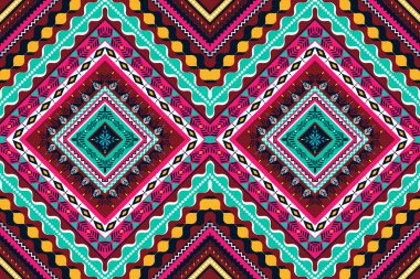 Arka planlar için geleneksel etnik geometrik model arkaplan tasarımı. Duvar kağıdı giysileri. Kumaşsız kumaş, nakışsız biçim vektör çizimi.