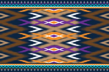 Arka planlar için geleneksel etnik geometrik model arkaplan tasarımı. Duvar kağıdı giysileri. Kumaşsız kumaş, nakışsız biçim vektör çizimi.