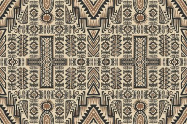 Arka planlar için geleneksel etnik geometrik model arkaplan tasarımı. Duvar kağıdı giysileri. Kumaşsız kumaş, nakışsız biçim vektör çizimi.