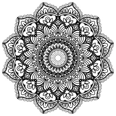 Henna, Mehndi, dövmeler, etnik doğu tarzı sayfa dekoratif süslemeler için mandala stili kitap desenleri.