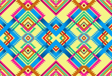 Arka planlar için geleneksel etnik geometrik model arkaplan tasarımı. Duvar kağıdı giysileri. Kumaşsız kumaş, nakışsız biçim vektör çizimi.