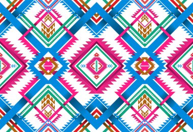 Arka planlar için geleneksel etnik geometrik model arkaplan tasarımı. Duvar kağıdı giysileri. Kumaşsız kumaş, nakışsız biçim vektör çizimi.