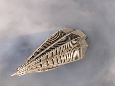 Çok işlevli merkez Lakhta 'nın havadan görünüşü, merkez ofis, Gazprom şirketler grubunun karargahı bulutlarda gün batımında. Şehir sisli.