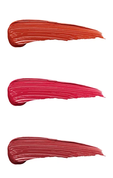 Set van kleurrijke textuur lipgloss beroertes geïsoleerd op witte achtergrond closeup — Stockfoto