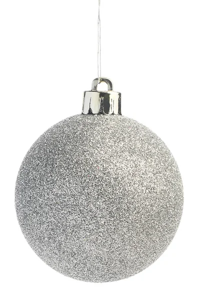Christmas Tree Toy Silver Ball Isolated White Background — Stock Photo, Image