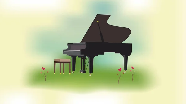 Grand Piano Isolé Rétro Vieille Illustration Fond — Image vectorielle