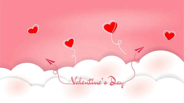 Srdce Tvarované Čáry Mraky Milují Pozadí Valentines Den — Stockový vektor