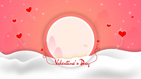 Tarjeta San Valentín Corazones Rojos Las Nubes — Vector de stock