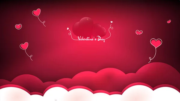 Tarjeta San Valentín Corazones Rojos Las Nubes — Archivo Imágenes Vectoriales