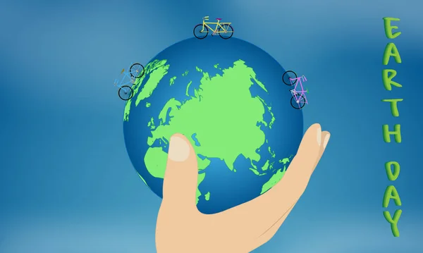 Polkupyörän Käyttäminen Ympäristötarkoituksiin — vektorikuva