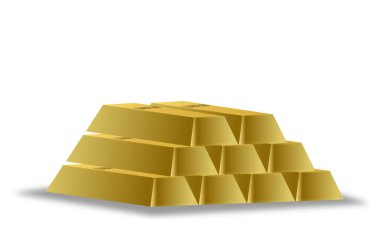 Gölge kaynaklı üç altın külçesi şeffaf arkaplan png izole edildi