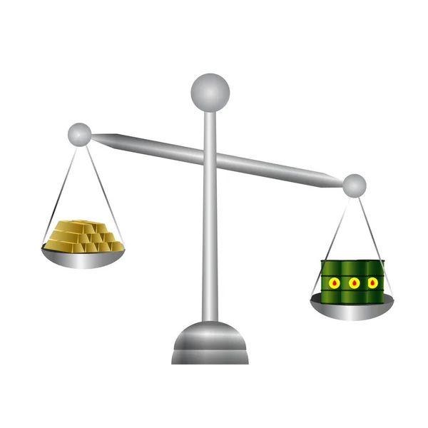 Barris Óleo Barras Ouro Nas Balanças Recursos Gráficos Isolado Fundo —  Vetores de Stock