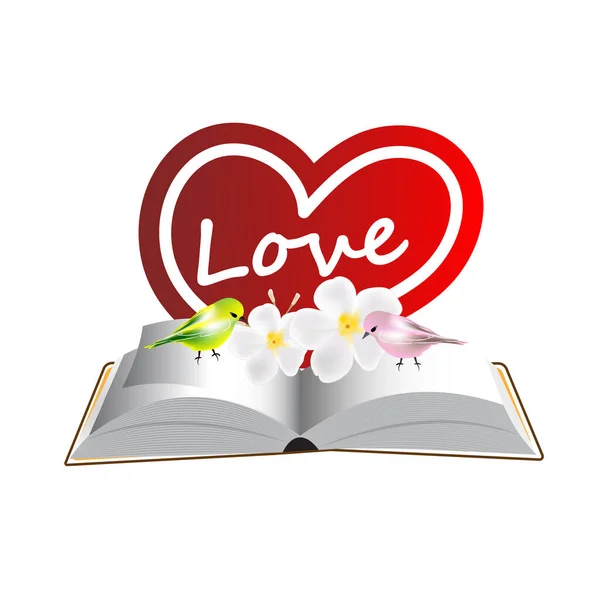 Libro Abierto Amor Aves Concepto Amor Durante Clase Amor Para — Archivo Imágenes Vectoriales