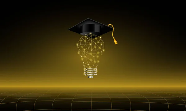Graduation Cap Light Bulb Creative Symbol Congratulations Graduation Idea — Stock Vector