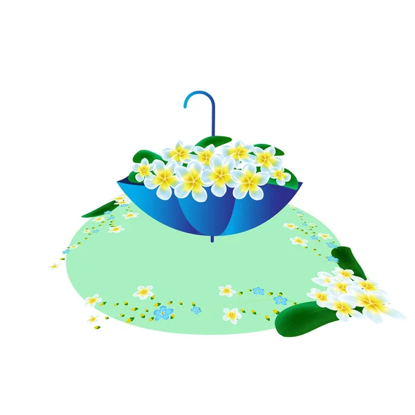 Kék Virág Esernyő Design Sablonok Matricák Plakátok Grafikai Erőforrások Átlátszó — Stock Vector