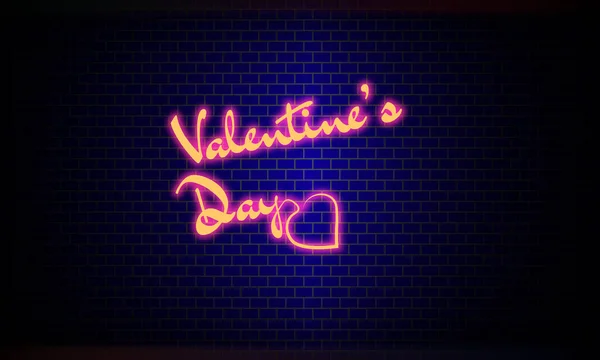 Pink Valentines Day Neon Sign Wall Background — Image vectorielle