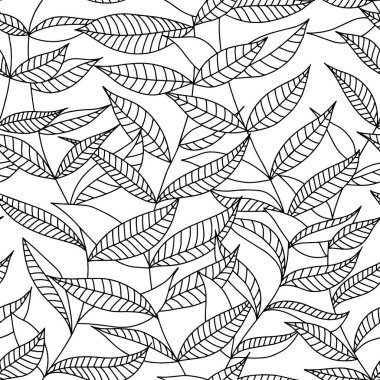 Yaprak dalları. Kusursuz desen. Çocuk boyası. Stres önleyici. Vektör illüstrasyonu