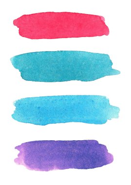 Beyaz arka planda izole edilmiş suluboya lekeleri. Görüntü