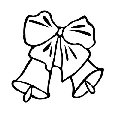 Beyaz arka planda fiyonklu iki çan. Vektör illüstrasyonu