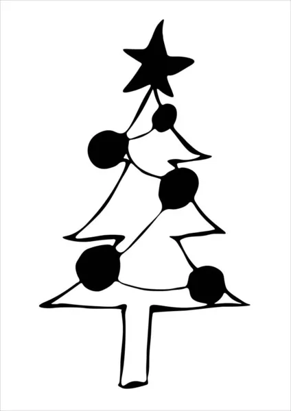 Albero Natale Capodanno Con Decorazione Sfondo Bianco Ghirlanda Natale Palle — Vettoriale Stock