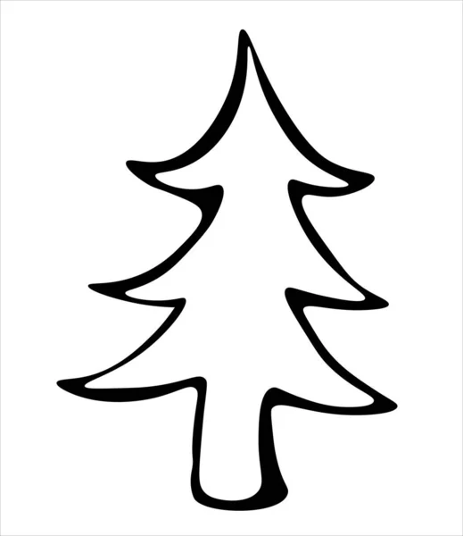 Albero Capodanno Natale Sfondo Bianco Icona Illustrazione Vettoriale — Vettoriale Stock