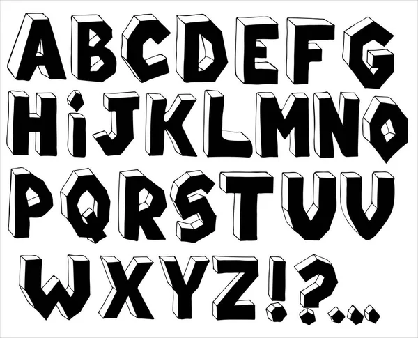 Alphabet Volumétrique Avec Marques Indiscrètes Illustration Vectorielle — Image vectorielle