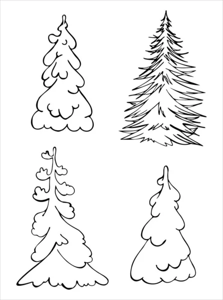 Set Different Silhouettes Fir Trees Vector Illustration — Stock vektor