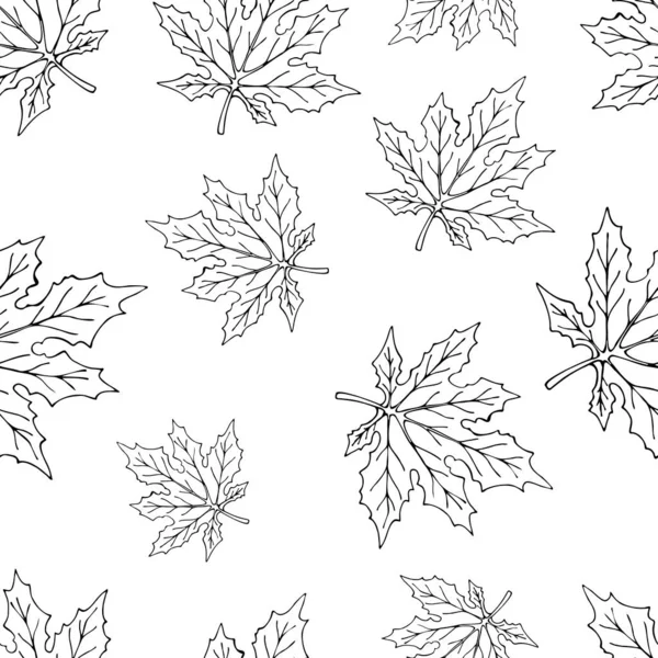 Maple Leaves Random Arrangement Seamless Pattern Vector Illustration — Stock Vector