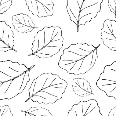 Farklı yaprakların siluetleri. Kusursuz desen. Vektör illüstrasyonu