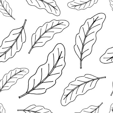 Farklı yaprakların siluetleri. Kusursuz desen. Vektör illüstrasyonu