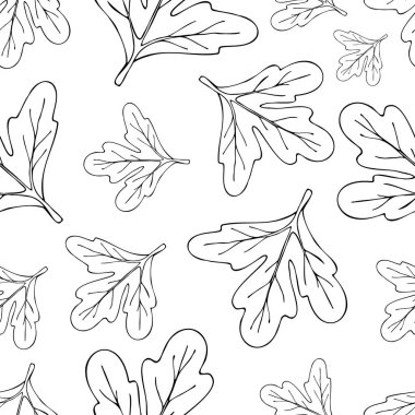 Farklı yaprakların siluetleri. Kusursuz desen. Vektör illüstrasyonu