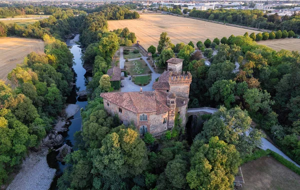 Aerial Countryside View Historic Roman Old Fortress Marne Filago Bergamo — Stock Photo, Image