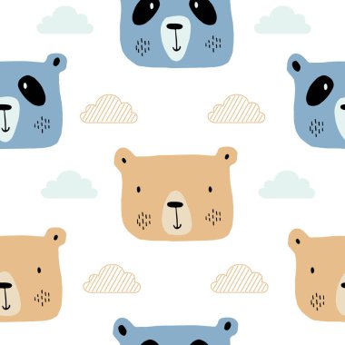 Hayvanların çizgi film tarzında narin, çıplak renkleri olan hoş bir desen. Çocuk ürünlerinin dekorasyonu ve dekorasyonu için uygun..