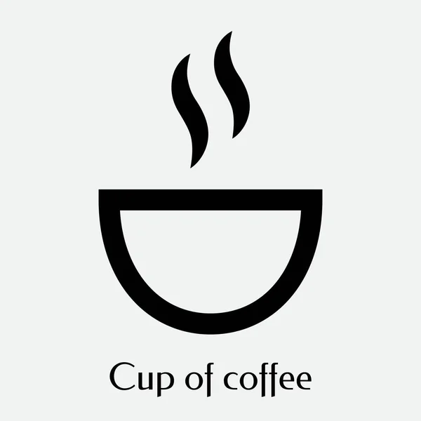 Icona Vettoriale Della Tazza Caffè Isolata Nera Sullo Sfondo Grigio — Vettoriale Stock