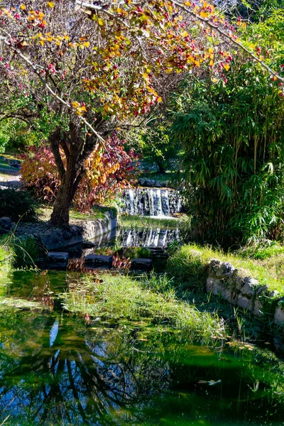 River Stream Passing Parque Del Oeste Madrid Park Some Autumn — Stock Photo, Image