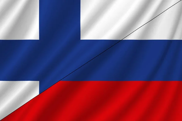 Conflicto Entre Rusia Finlandia Concepto Guerra Bandera Rusia Fondo Bandera — Foto de Stock