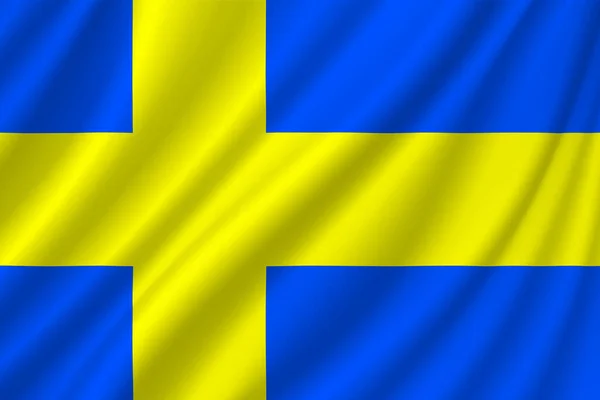 Švédská Vlajka Vlajka Vlnami Izolovaná Švédská Národní Vlajka Vodorovný Design — Stock fotografie