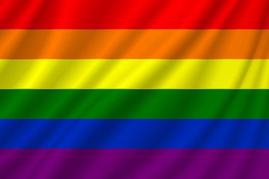 LGBT gurur bayrağı, lezbiyen, gey, biseksüel ve transgender LGBT örgütlerinin bayrağını içerir. Dalgalı bayrak. Görüntü.