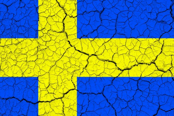 Σημαία Σουηδίας Σημαία Ρωγμές Μεμονωμένη Εθνική Σημαία Της Σουηδίας Οριζόντια — Φωτογραφία Αρχείου