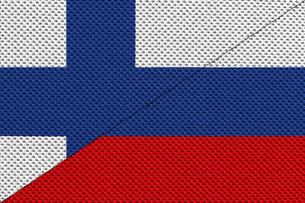 Conflict Tussen Rusland Finland Oorlogsconcept Russische Vlag Finse Vlag Achtergrond — Stockfoto