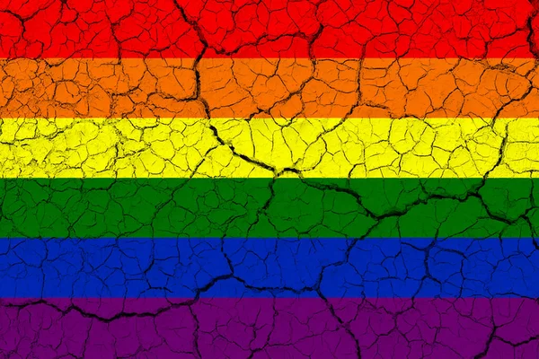 The LGBT pride flag or rainbow pride flag includes the flag of the lesbian, gay, bisexual, and transgender LGBT organization. Flag with cracks. Illustration.