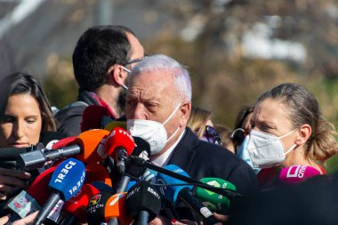 MADRID, İSPAN - 1 Mart 2022. Jos Manuel Garca-Margallo, bir basın toplantısında Halk Partisi 'nin İspanyol politikacı üyesi. Avrupa Parlamentosu üyesi. Fotoğraf: