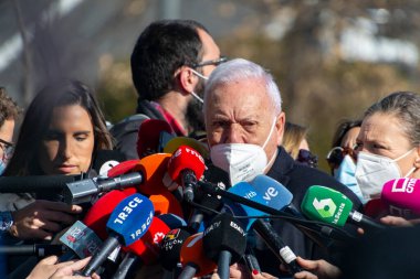 MADRID, İSPAN - 1 Mart 2022. Jos Manuel Garca-Margallo, bir basın toplantısında Halk Partisi 'nin İspanyol politikacı üyesi. Avrupa Parlamentosu üyesi. Fotoğraf:
