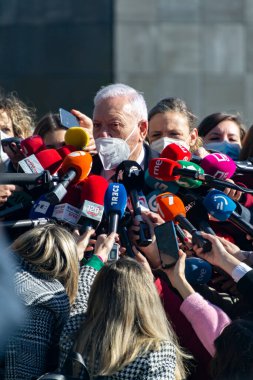 MADRID, İSPAN - 1 Mart 2022. Jos Manuel Garca-Margallo, bir basın toplantısında Halk Partisi 'nin İspanyol politikacı üyesi. Avrupa Parlamentosu üyesi. Fotoğraf: