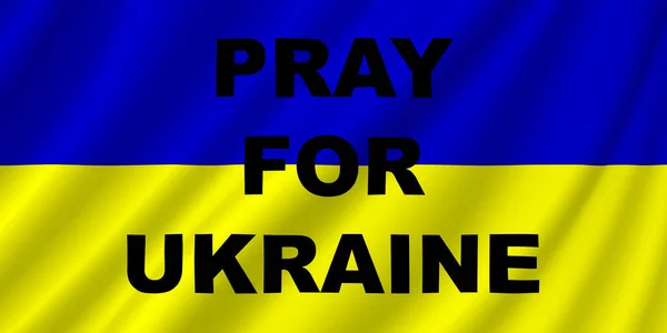 Ukrajnában Illusztráció Zászló Ukrajna Hullámok Írásos Szöveg Imádkozz Ukrajnáért Vízszintes — Stock Fotó