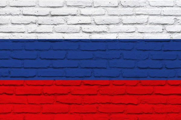 Rusya Bayrağı Tuğla Duvar Dokusu Yatay Tasarım Resimleme — Stok fotoğraf