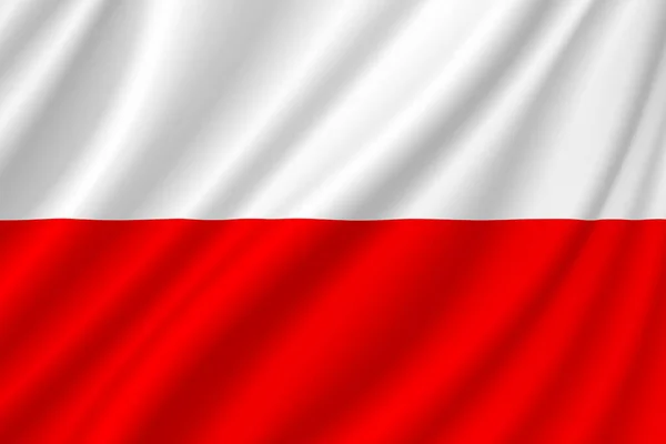 Bandera Polonia Ilustración Bandera Polonia Con Ondas Diseño Horizontal Ilustración —  Fotos de Stock