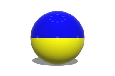 Ukrayna. Ukrayna bayrağı. Ukrayna dizaynının 3 boyutlu topu. Yatay tasarım. Ukrayna bayrağının resmi. Yatay tasarım. Soyut tasarım. İllüzyon. Harita.